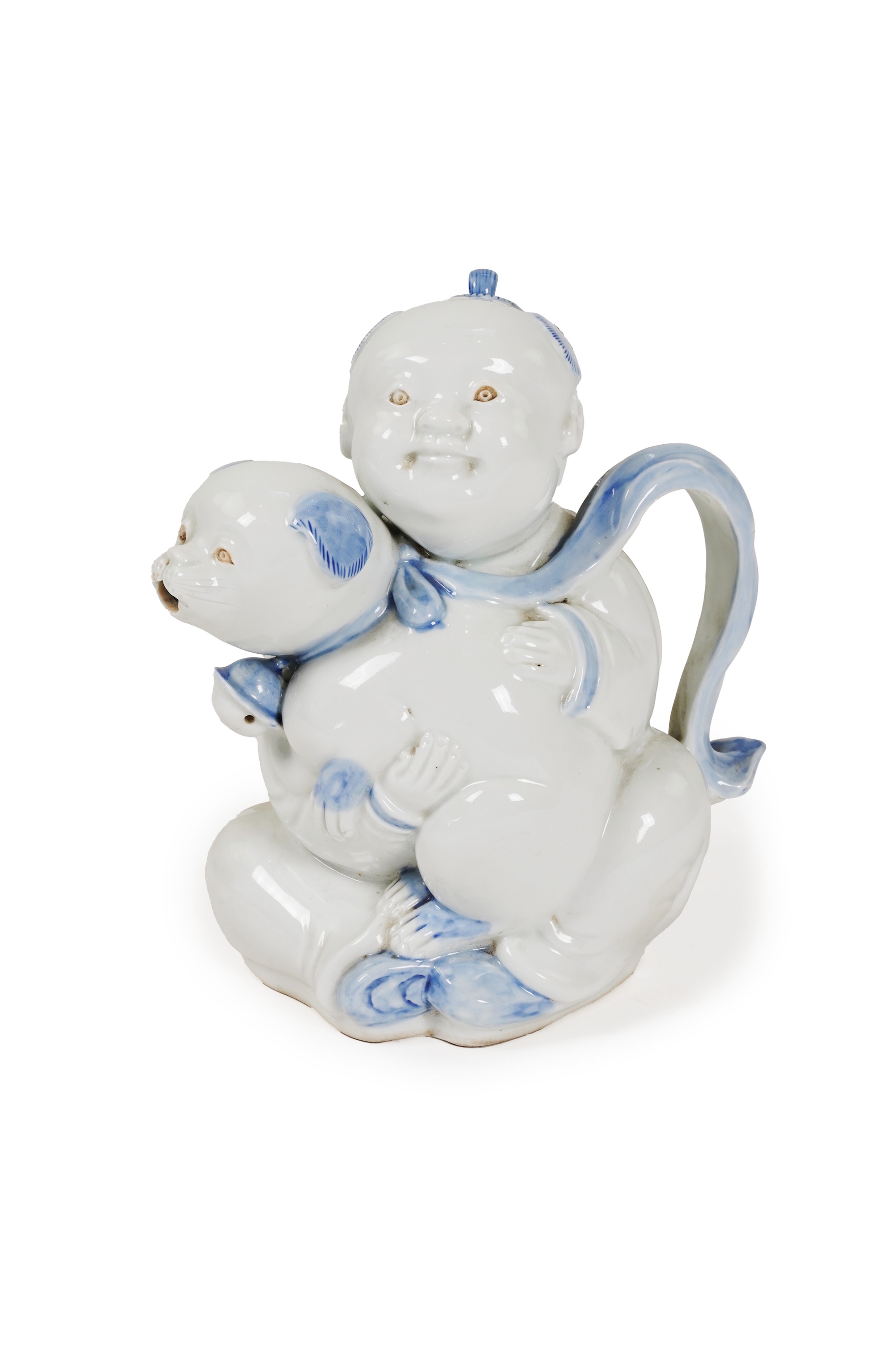 A Japanese Hirado porcelain ewer and cover, 19th century